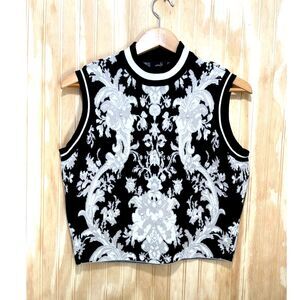 Ontweeth sweater vest beaded pearls black white preppy winter casual women XL